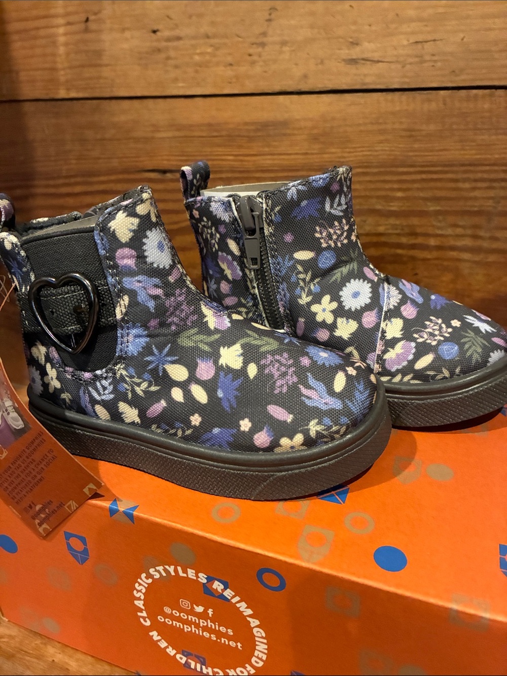 Oomphies Kids Floral Zip-Ankle Boots - New In Box. I have a size 5 and a 7